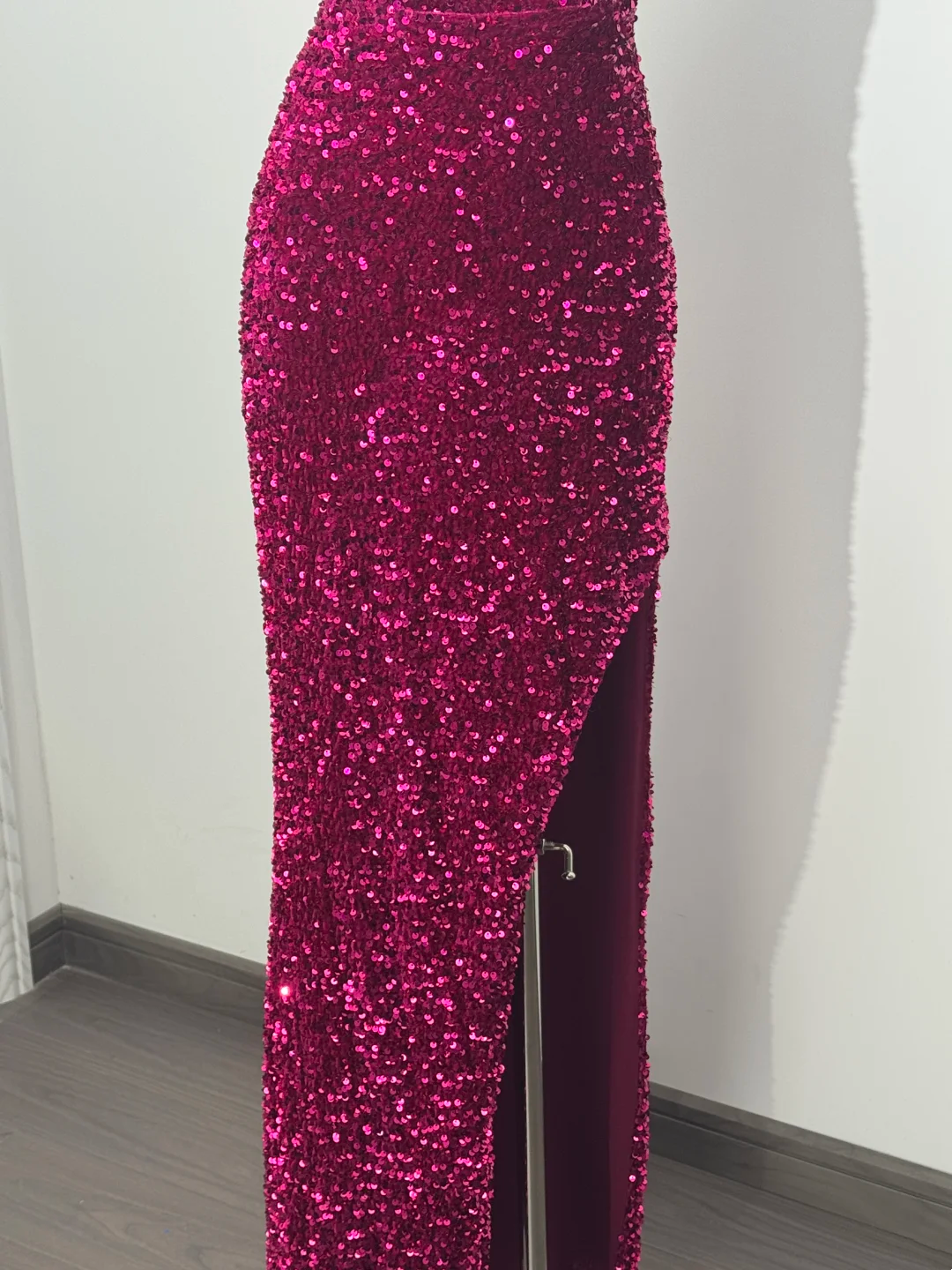Rose Red Sequin One-Shoulder Fitted Waist Slim Bodycon Prom & Evening Dress gh7226