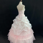 Blush Pink Strapless Romantic Gown for Gentle Girls, Cinched Waist, Voluminous Princess Skirt, Wedding Dress & Bridal Gown gh8169