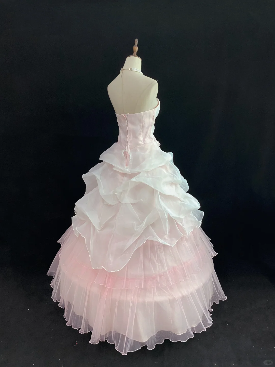 Blush Pink Strapless Romantic Gown for Gentle Girls, Cinched Waist, Voluminous Princess Skirt, Wedding Dress & Bridal Gown gh8169