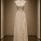 ✨Girlhomeshops-Ivory Flowing Wave Embroidery Lace Sleeveless Mermaid Qipao Cheongsam gh10403