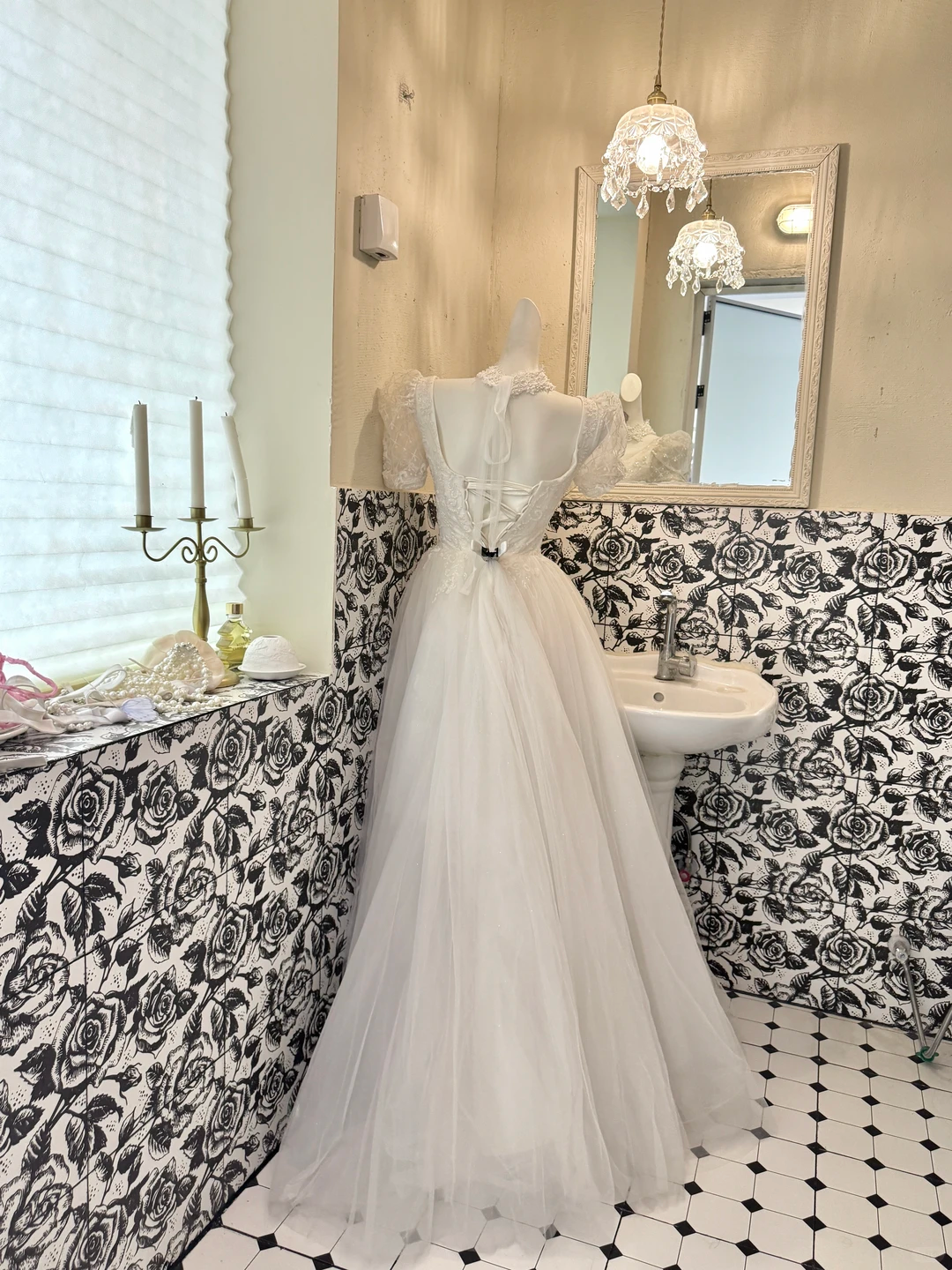 Ivory Puff Sleeve Square Neck Waist-Cinched A-Line Elegant Luxury Romantic Dress, Wedding Gown gh7709