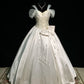 Elfenbeinweiß Perlenbesetztes, modisches langes Satin-Prinzessin-Ballkleid-Brautkleid gh4924