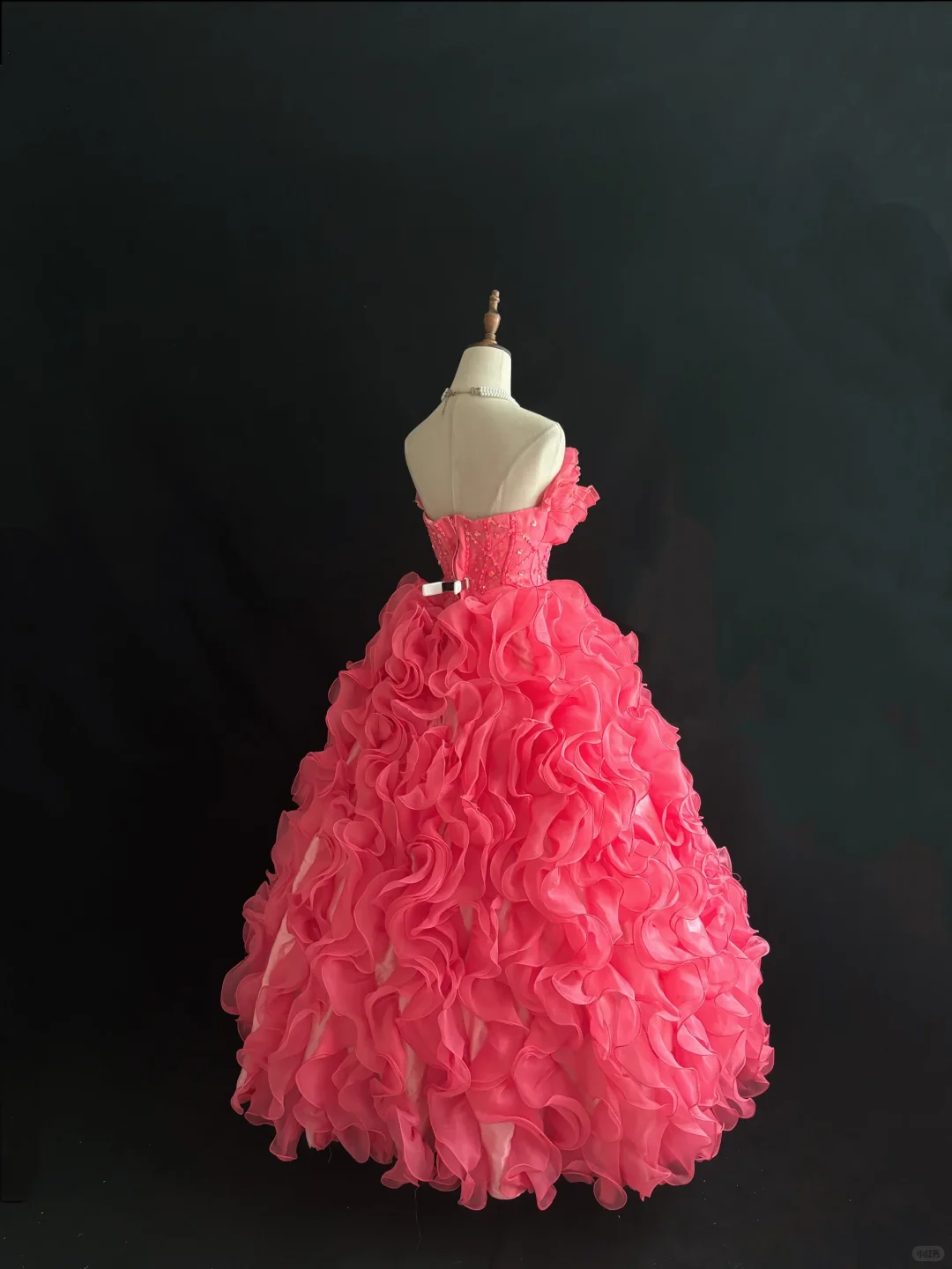 Magenta Strapless Cinched Waist Voluminous Tiered Skirt Long Romantic Dress, Wedding Gown gh7990