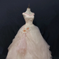 Light Pink Vintage Embroidered Romantic Gown, Fitted Waist, Voluminous Princess Skirt, Wedding Dress & Bridal Gown gh8255