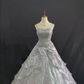 Light Gray Spaghetti Strap Luxury Romantic Gown, Cinched Waist & Voluminous Skirt, Wedding Dress & Bridal Gown gh8210
