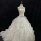 Off-White Strapless Long Romantic Gown, Cinched Waist, Rhinestone Embellishments, Voluminous Tiered Cake Skirt, Wedding Dress & Bridal Gown gh8170