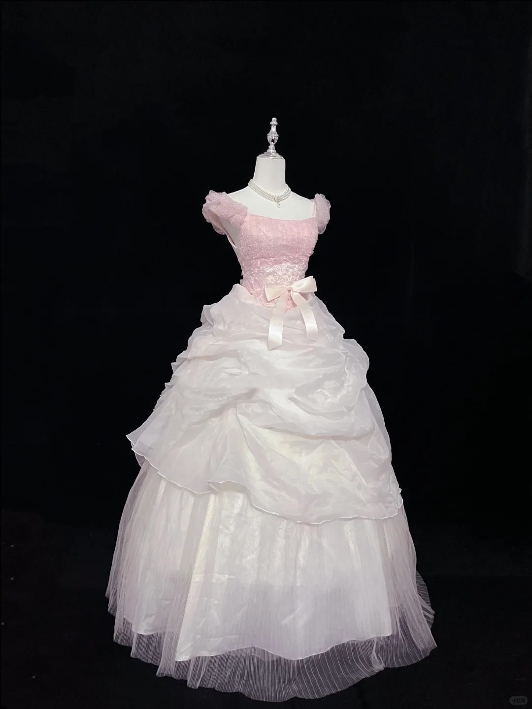 Blush Pink Gradient Cinched Waist Voluminous Princess Skirt Long Romantic Dress, Wedding Gown gh8036
