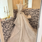 Ivory Strapless Beaded Waist-Cinched Full Flared Long Romantic Dress, Wedding Gown gh7574