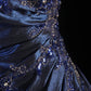 Marineblaues Vintage-Elegantes Ballkleid aus schulterfreiem, langem Satin-Ballkleid, Abendkleid, Partykleid, gh4246