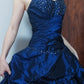 Robe de bal bustier ornée de perles Princesse Saphir, robe de soirée bleu royal gh7067