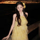 Robe de plage jaune, robe de soirée, robe en mousseline gh6634