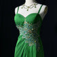 girlhomeshops-Fairy - Like Forest Green Crystal Floral Evening Dress gh5848