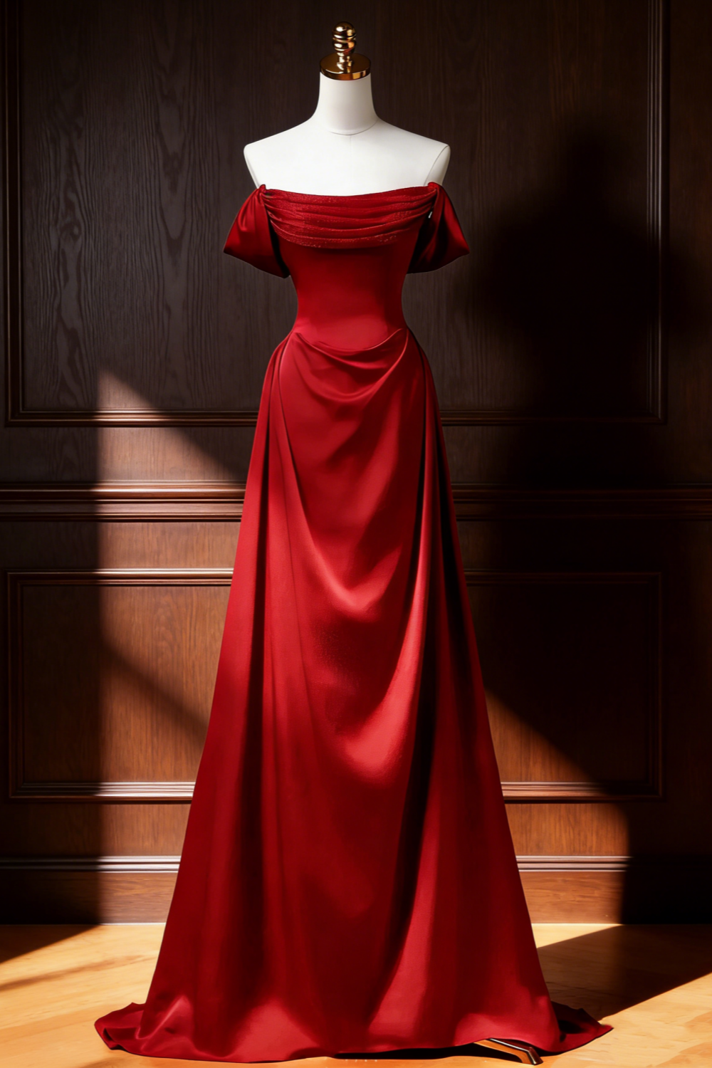 Robe de soirée drapée rouge vin vintage gh6939
