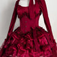 Girlhomeshops-RRed Princess Long Sleeve Lace Fashion Short Tulle Homecoming Dress Birthday Party Dress gh5416