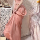 Pink floral long chiffon ball gown party gown graduation gown gh4505