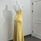 Yellow Spaghetti Strap Waist-Cinched Fitted Mermaid Sexy Prom Gown, Evening Formal Dress, Graduation Gown gh7235