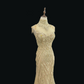 Gold Sleeveless Cinched Waist Slim Fit Sexy Mermaid Skirt Long Romantic Dress, Wedding Gown gh7954