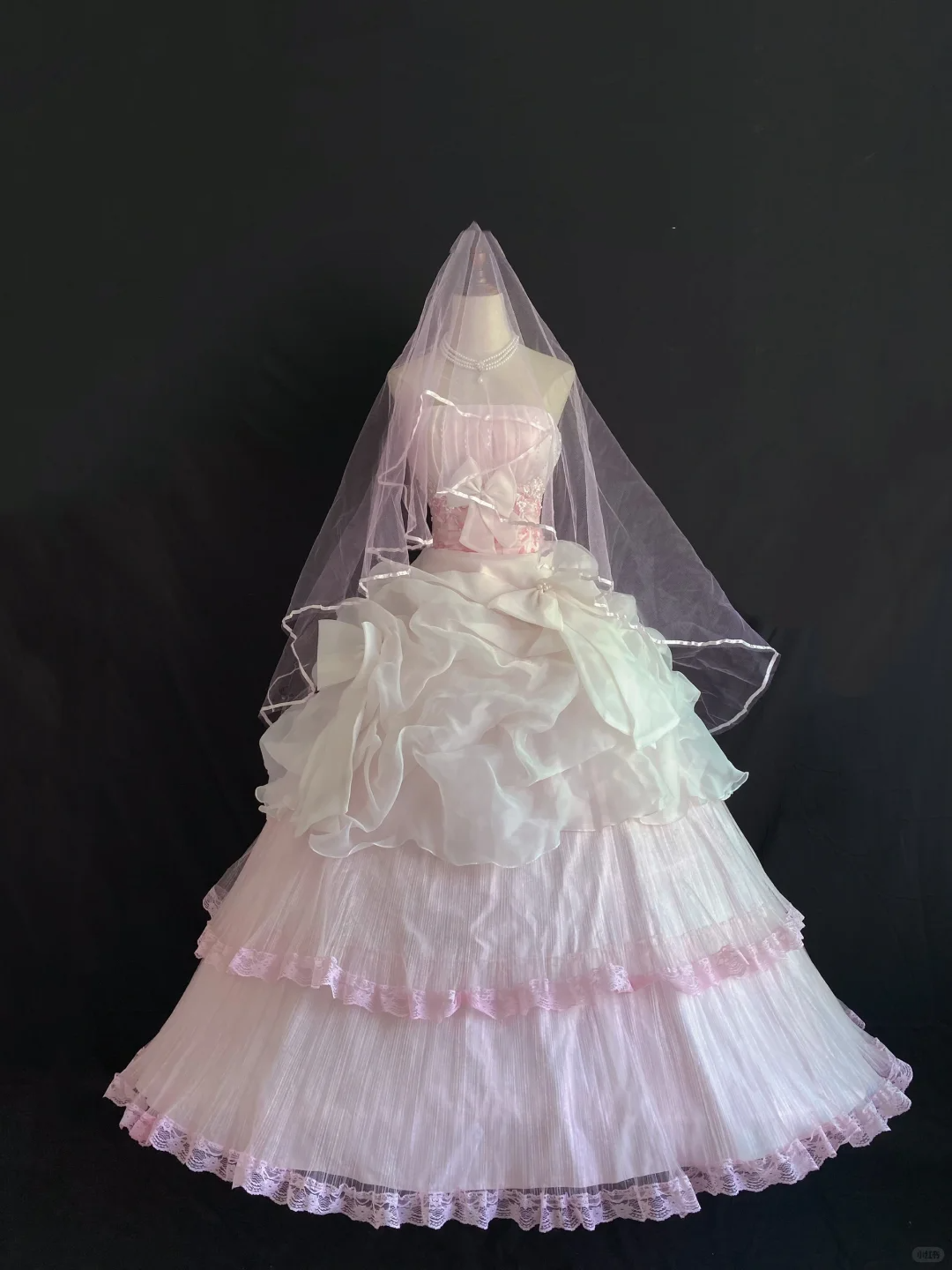 Blush Pink Strapless Romantic Gown with Bows, Court Vintage Style, Cinched Waist & Voluminous Princess Skirt, Wedding Dress & Bridal Gown gh8265