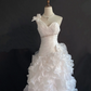 Blush Pink One Shoulder Long Romantic Gown, Slim Fit & Cinched Waist, Wedding Dress & Bridal Gown gh8219