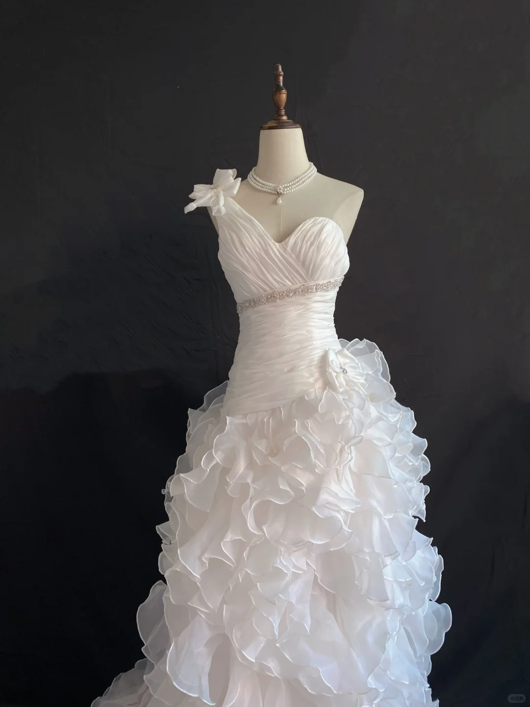 Blush Pink One Shoulder Long Romantic Gown, Slim Fit & Cinched Waist, Wedding Dress & Bridal Gown gh8219