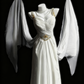 girlhomeshops - Weißes, elegantes, langes Tüll-Hochzeitskleid für Bräute gh6284