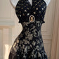 Robe de bal longue en satin noir/blanc vintage, robe de soirée d'anniversaire, gh4410