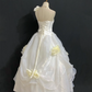 Off-White One-Shoulder Romantic Wedding Dress with Floral Details, Cinched Waist, Voluminous Princess Skirt gh8315