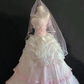 Blush Pink Strapless Romantic Gown with Bows, Court Vintage Style, Cinched Waist & Voluminous Princess Skirt, Wedding Dress & Bridal Gown gh8265