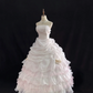 Blush Pink Strapless Beaded Gown, Cinched Waist, Voluminous Princess Skirt, Elegant Romantic Dress & Wedding Gown gh8090