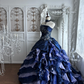 Dark Blue Strapless Fitted Waist Voluminous Skirt Prom Gown, Evening Gown & Bridal Wedding Gown gh7346
