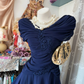 Navy Cowl Neck Waist Cinched Elegant Evening Party Gown gh7191