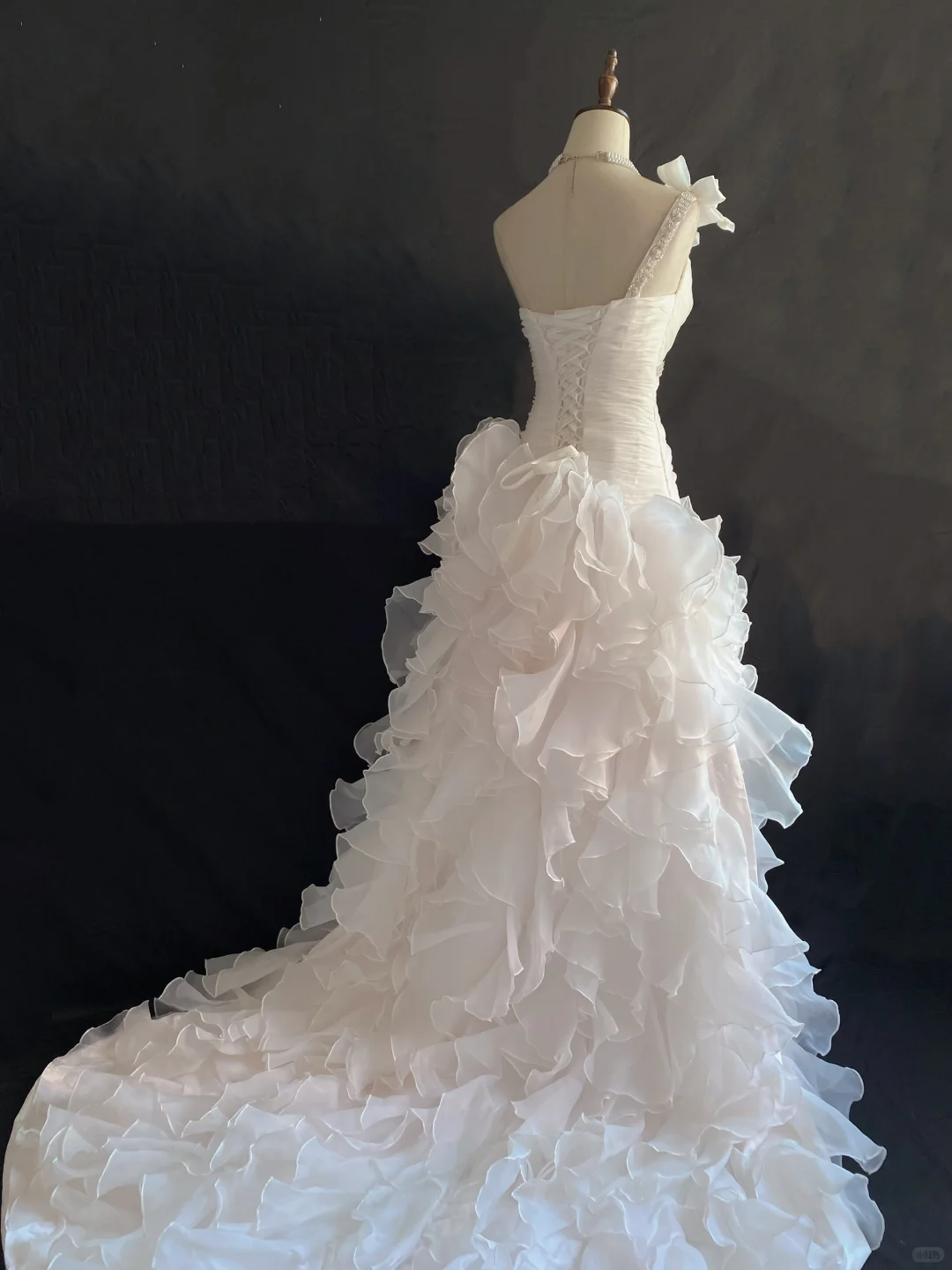 Blush Pink One Shoulder Long Romantic Gown, Slim Fit & Cinched Waist, Wedding Dress & Bridal Gown gh8219