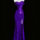 Robe de soirée bordeaux brillante à paillettes et queue de poisson gh4363