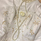 White and yellow exquisite bead decoration long satin ball dress evening dress wedding dress gh4509