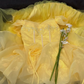 Yellow Puff Sleeve Romantic Gown, Cinched Waist, Voluminous Princess Skirt, Wedding Dress & Bridal Gown gh8174