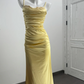 Yellow Spaghetti Strap Waist-Cinched Fitted Mermaid Sexy Prom Gown, Evening Formal Dress, Graduation Gown gh7235