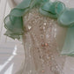 Mint Green Beaded Flowing Long Chiffon Ball Gown Birthday Party Dress Evening Dress gh4407