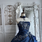 Dark Blue Strapless Fitted Waist Voluminous Skirt Prom Gown, Evening Gown & Bridal Wedding Gown gh7346