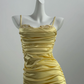 Yellow Spaghetti Strap Waist-Cinched Fitted Mermaid Sexy Prom Gown, Evening Formal Dress, Graduation Gown gh7235