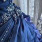 Dark Blue Strapless Fitted Waist Voluminous Skirt Prom Gown, Evening Gown & Bridal Wedding Gown gh7346