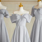 Silbergrau Elegante Mode Lange Satin Ballkleid Abendkleid Partykleid Brautjungfernkleider Ballkleid gh3997