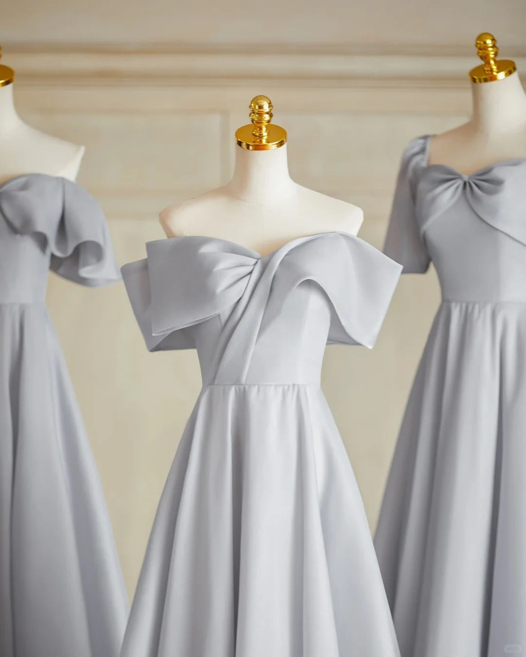 Silbergrau Elegante Mode Lange Satin Ballkleid Abendkleid Partykleid Brautjungfernkleider Ballkleid gh3997