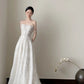 girlhomeshops- Vintage White Beaded Embroidery Strapless Long Train Court Style Wedding Gown gh6096