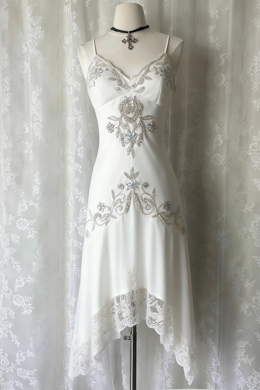 Dunkelblaues, ätherisches Meerjungfrauen-Abendkleid im Gothic-Stil mit hübschem Blumenmuster, Pailletten und Perlenbesatz, Midi-/Kurzformat, Homecoming-Kleid, Date-Kleid, Partykleid gh4617
