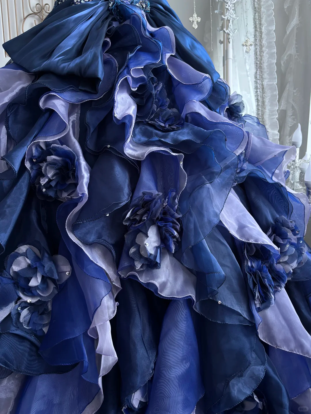 Dark Blue Strapless Fitted Waist Voluminous Skirt Prom Gown, Evening Gown & Bridal Wedding Gown gh7346