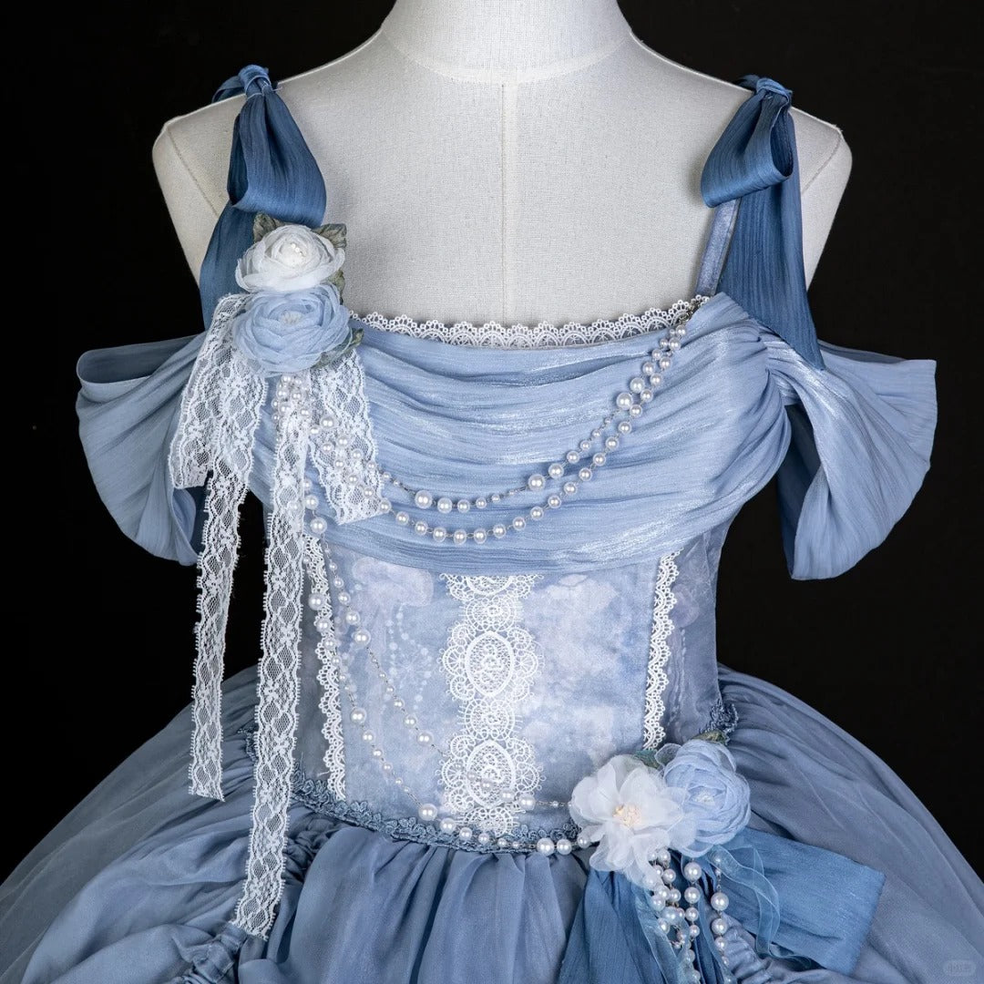 Girlhomeshops-Blaues süßes, modisches, kurzes Tüll-Heimkehrkleid, Geburtstagskleid, gh5344