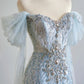 Girlhomeshops--Blue gorgeous exquisite beaded long tulle prom dress gh5485