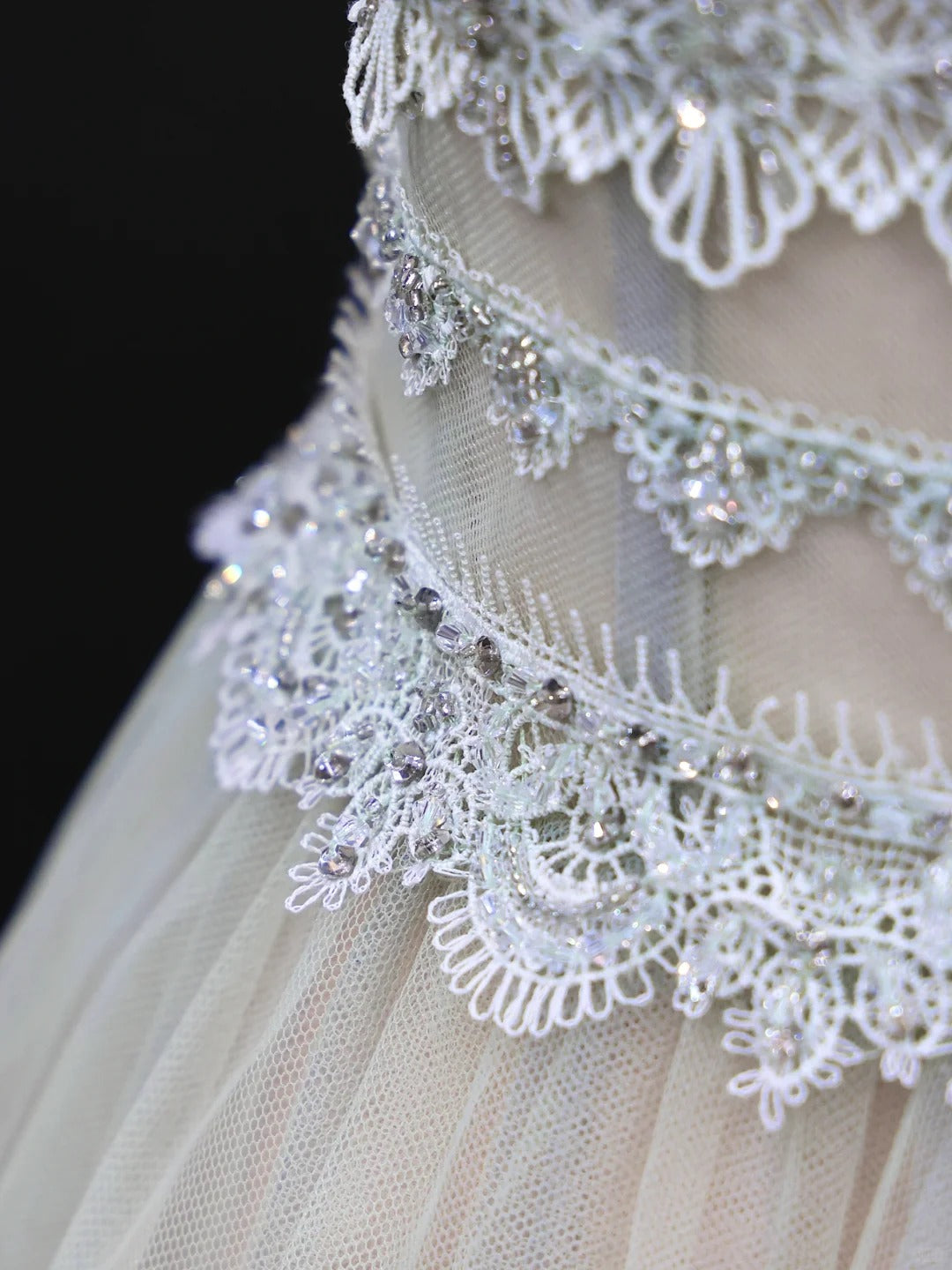 Girlhomeshops-Mint green elegant lace long tulle prom dress evening dress party dress gh5124