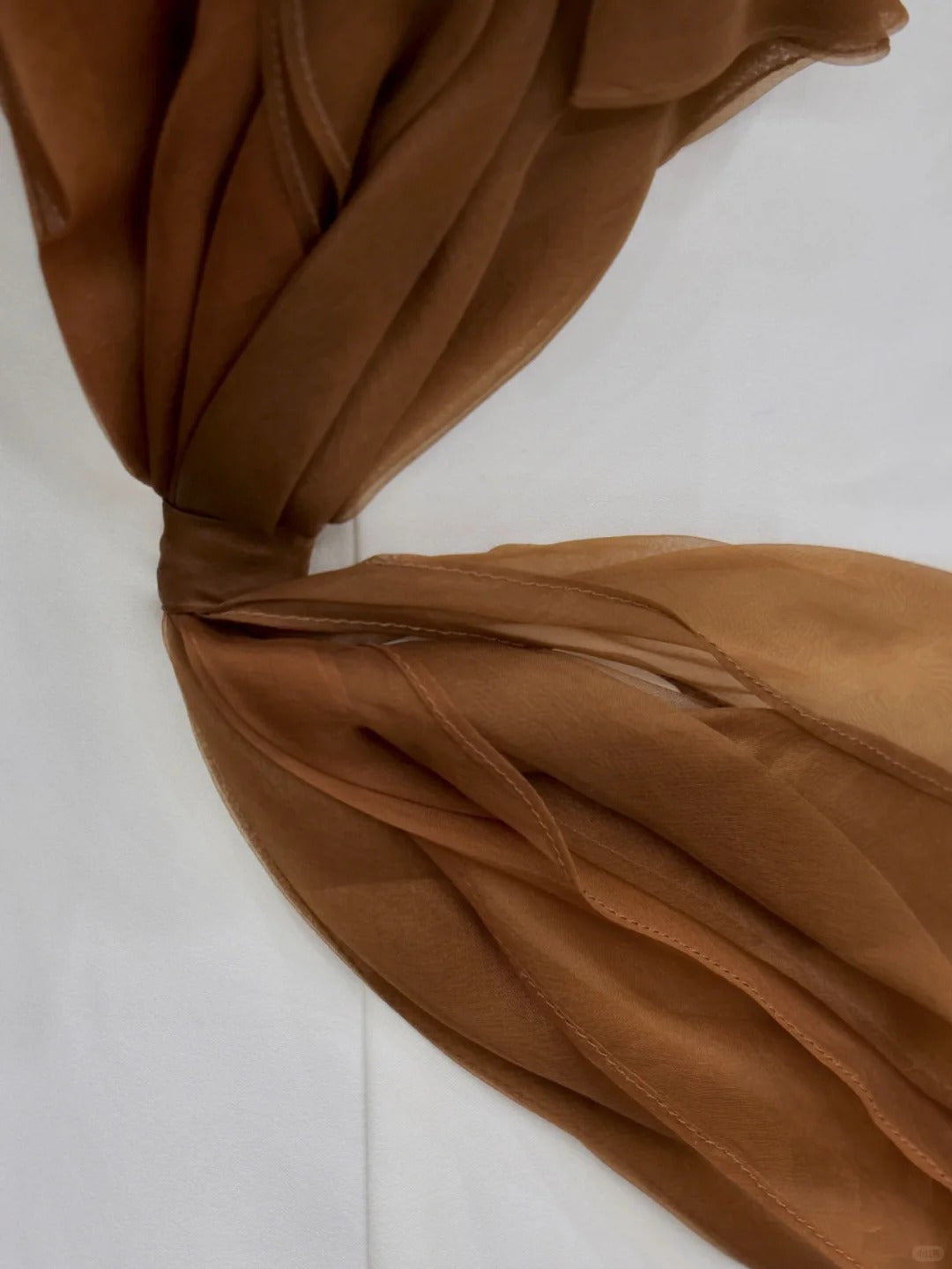 Girlhomeshops -White simple brown ribbon long satin prom dress evening dress party dress gh5119