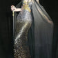 Robe de soirée longue en satin bleu, magnifique et exquise, avec perles, gh4503
